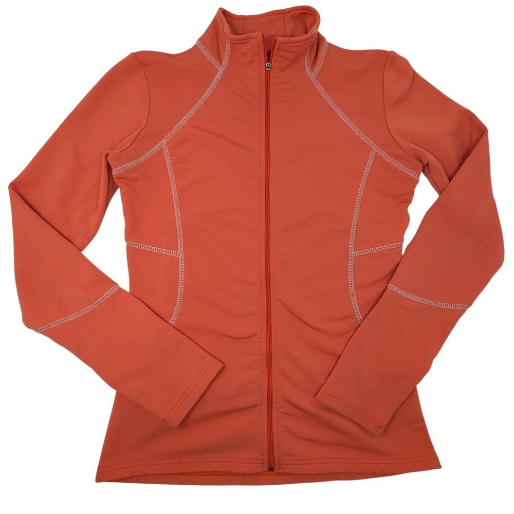 Athleta Orange Zip Up Jacket‎ Athletic Track Top Thumbholes Women's XS